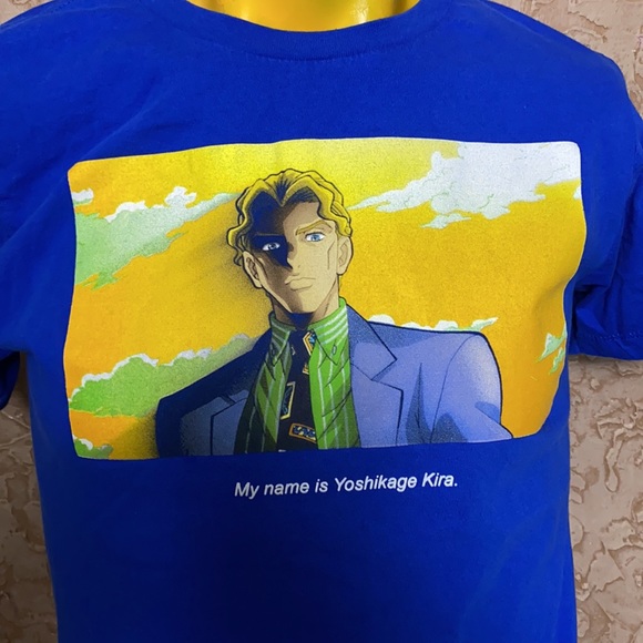 JoJo's Bizarre Adventure Sz M My Name is Yoshikage Kira Blue Shirt Anime Manga - Picture 2 of 9